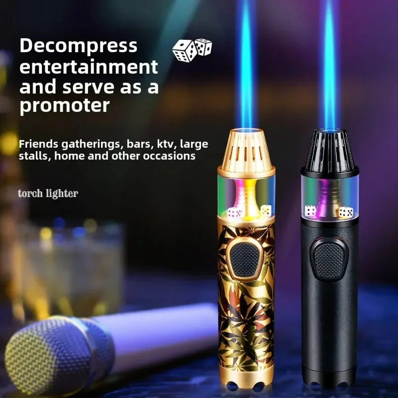 JOBON Metal Dice Decompression Jet Blue Flame Butane Gas Torch Lighter Outdoor Windproof BBQ Kitchen Turbine Cigar Lighters