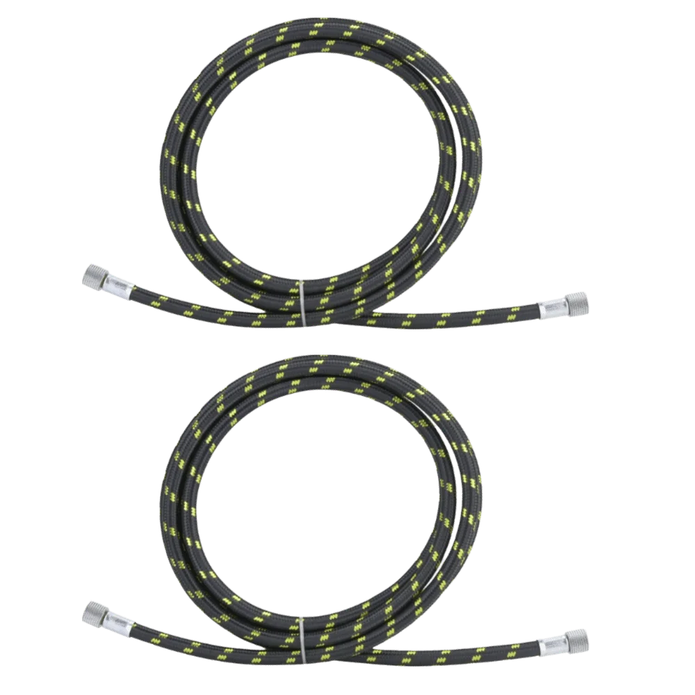 2pcs 1/8 Inch Fitting Braided Airbrush Hose 6ft Length Black/Yellow Color Air Hose Adapter Airbrush Compressor Hose