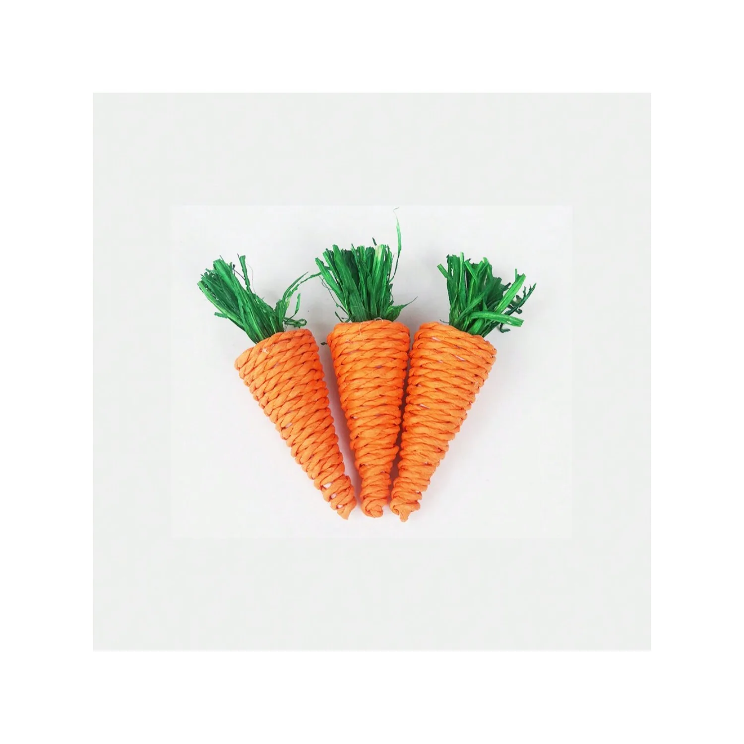 1pc Small Pet Bunny Chewing Toy Handmade Woven Grass Carrot For Hamster Guinea Pig Kitten Play&Chew