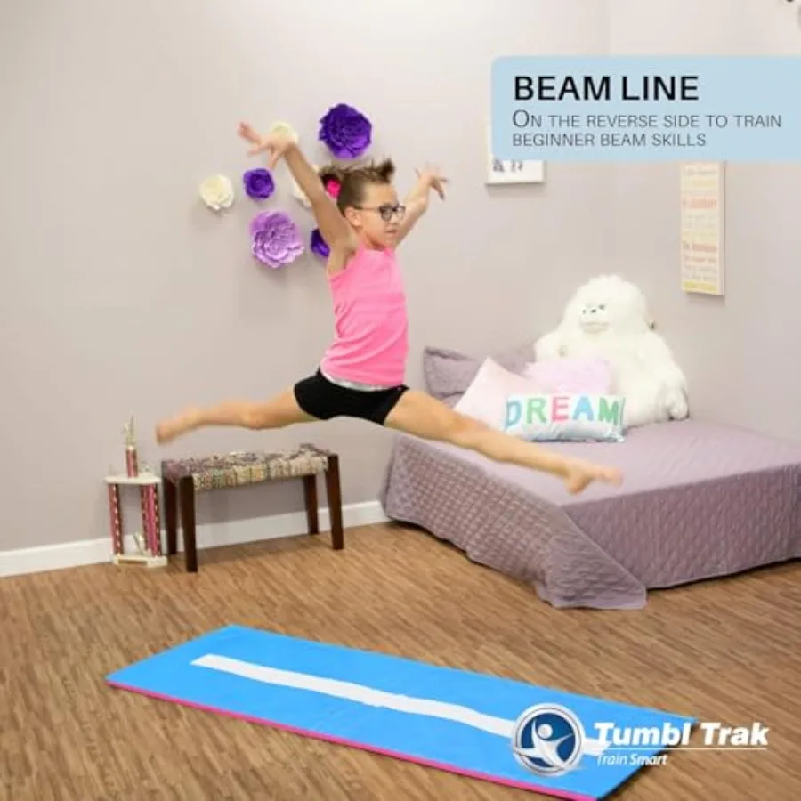 Cartwheel Beam Mat 2ft x 6ft for gymnastics training high-density foam core with durable vinyl cover blue color non-slip surfac