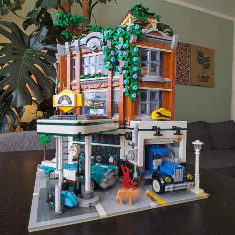 مدينة شارع عرض نموذج Moc قوالب بناء وحدات (الزاوية) نموذج المرآب التكنولوجيا وحدات كتل عيد الميلاد مجموعة لتقوم بها بنفسك لعبة الهدايا #2