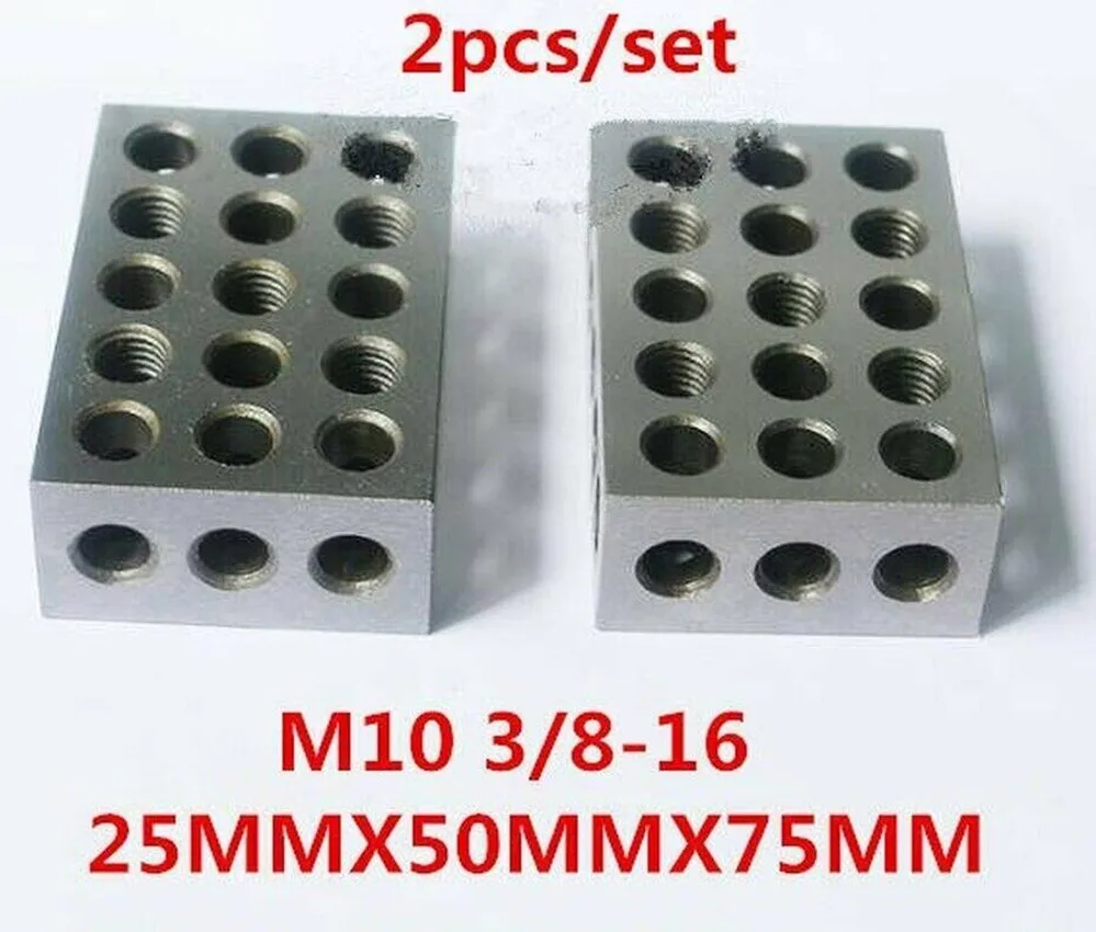 

1Set (2pcs) CNC Milling Machine Vise Parallel Block Steel HRC55-62 25-50-75mm 23 holes ±0.0002" Mill Part