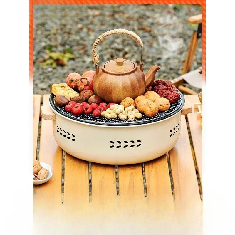 

Indoor Outdoor Furnace Tea Roasting Stove Set with BBQ Shelf Brazier Charcoal Utensils Full Set for Household