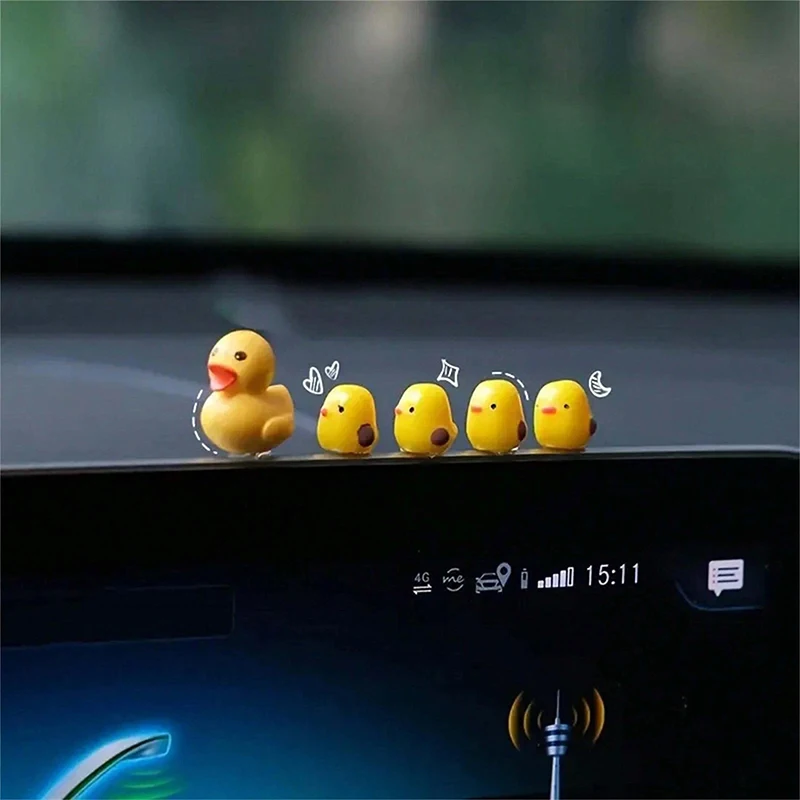 Car Ornaments 5PCS Mini Yellow Duck Auto Rearview Mirror Dashboard Ornaments Vehicle Decoration Accessories Gift