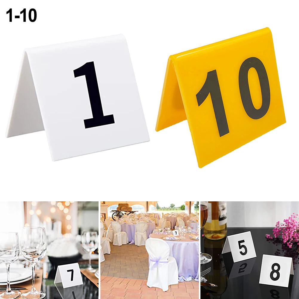 

10*Table Number Signs 1-10 Number Display Sign White/yellow For Dining Room Restaurant Table Tag Home Decoration Accessories