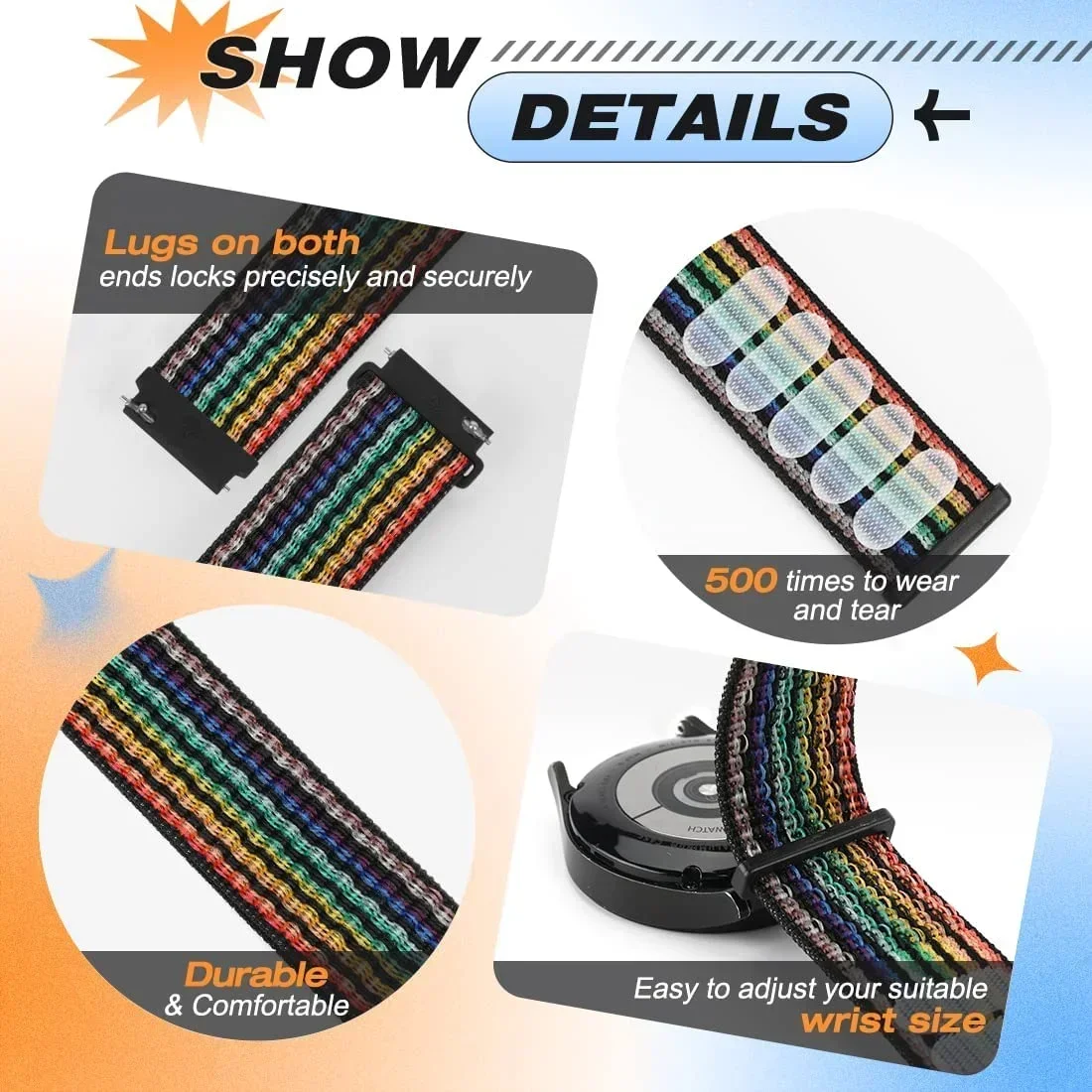 Correas de nailon de 20mm y 22mm para Garmin Forerunner 55 165 645 255 265 955 965, pulsera de tela duradera para Garmin Venu 2 3/Move