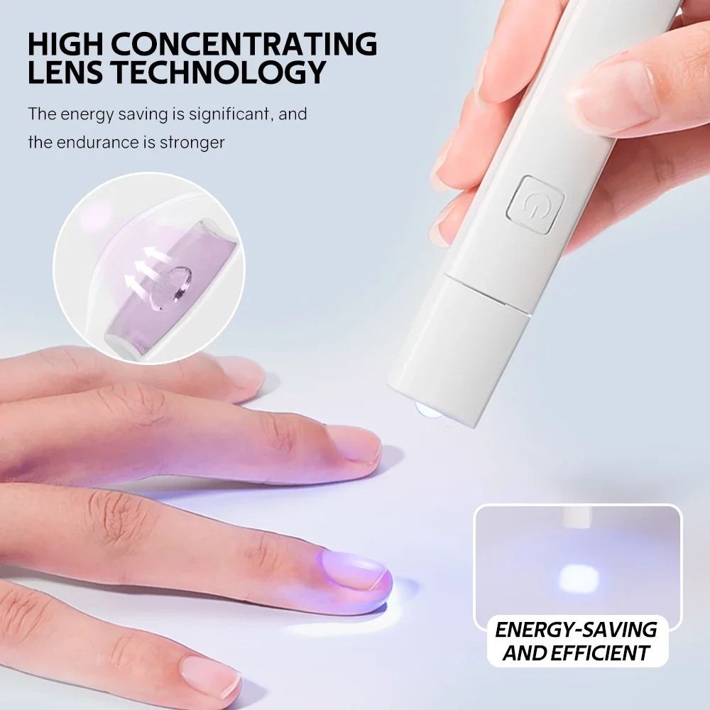 Mini UV LED Nail Lamp Handheld With Stand Portable Nail Dryer Rechargeable USB Cordless Nail Drying Lamp For Fast Drying Gel