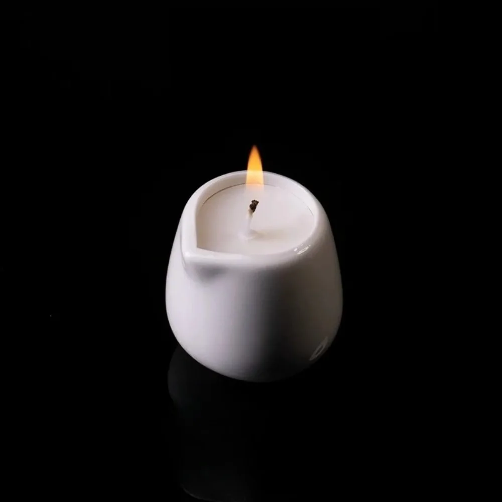 Coconut Wax SPA Massage Candle in Ceramic Cup, 40°C Low-Temp with Essential Oils, Skin Care & Couples Massage