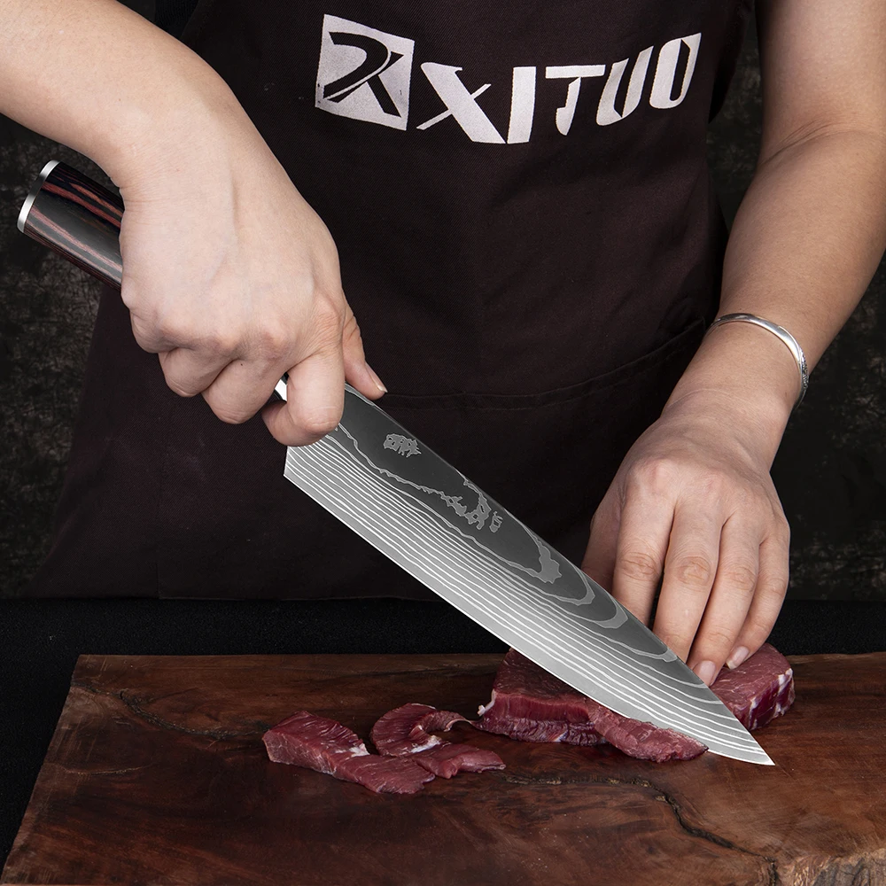 XITUO High Carbon Stainless Steel Chef Knife Salmon Utility Sashimi Slicing Knives Family Steak Knife Set Kitchen Paring Knife