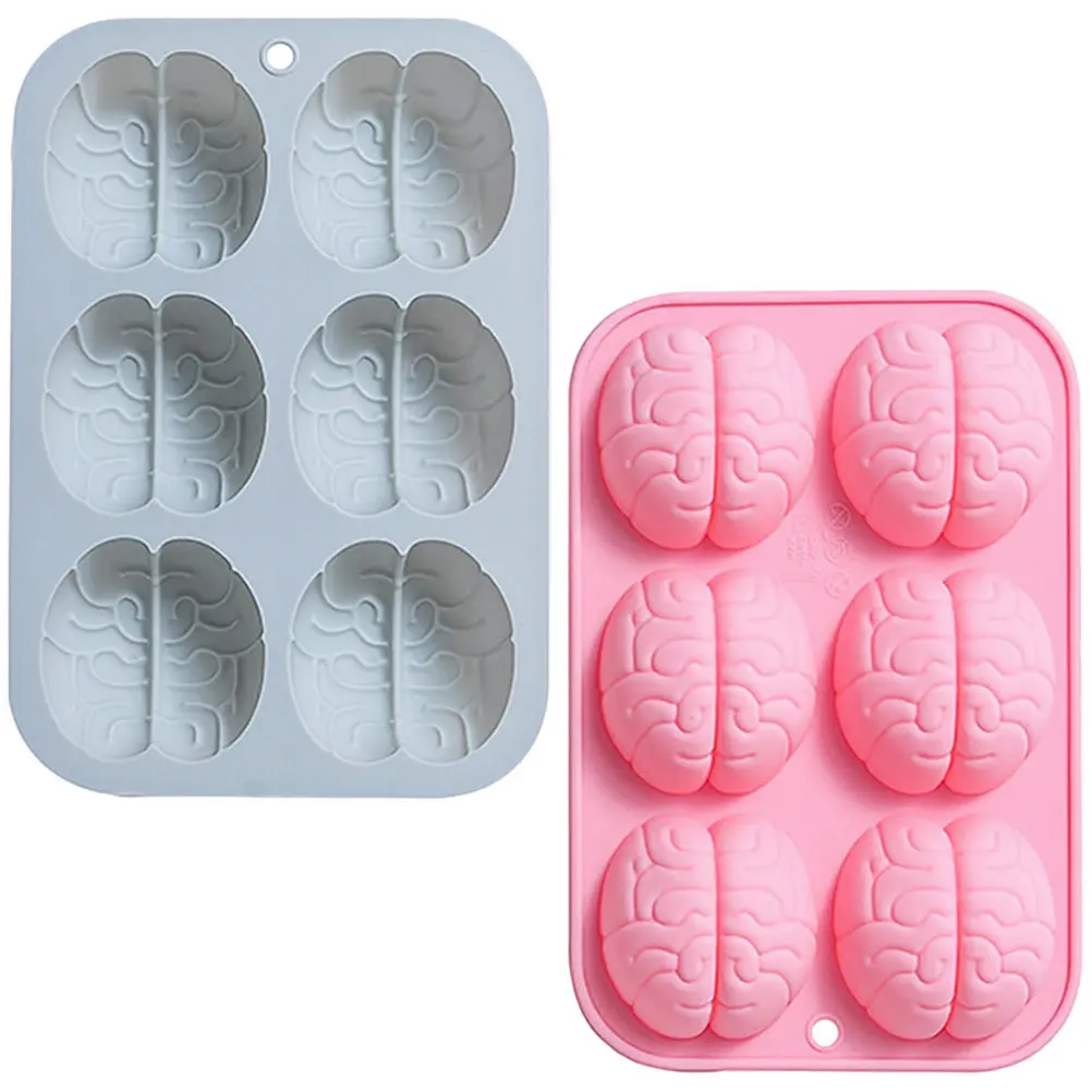 2Pcs Silicone Brain Mold Chocolate Flexible Candy Baking DIY Cake Fondant Mold Creative Silicone Baking Molds Kitchen Chocolate view 2