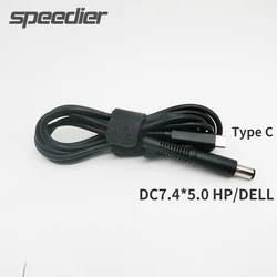 DC7.4*5.0 mm To USB Type C PD 45/65W Power Adapter Converter 7.4*0.6mm DC Plug Connector Cable Cord For HP DELL Laptop Charger