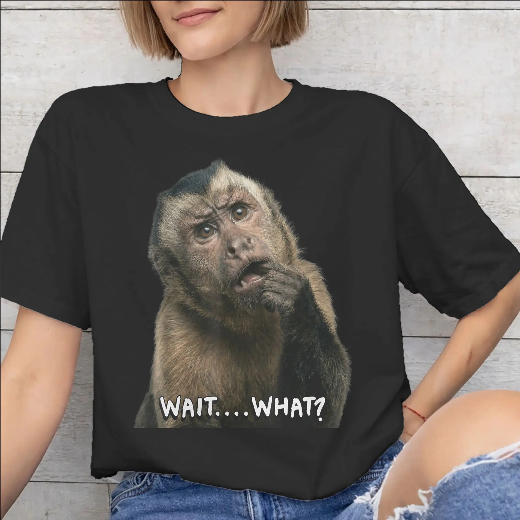 Men Women New Arrival Thinking Monkey Meme  T Shirt Tee Pure Cotton  T-shirts Clothes