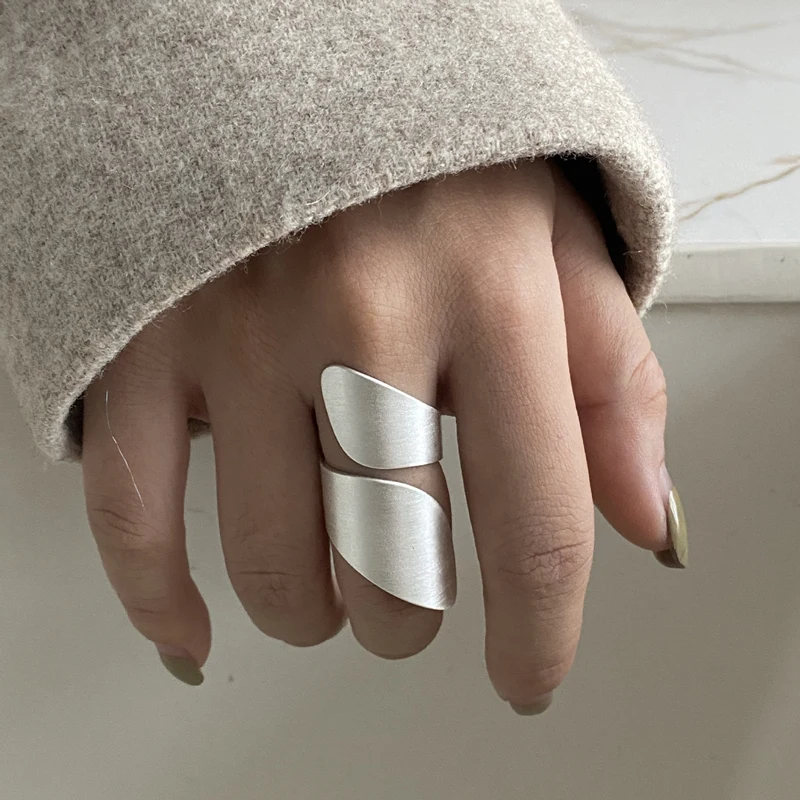 

Exaggerated Spiral Open Ring Irregular Silver Brued Design Index Finger Ring mat Sle Geometric Faion Jewelry