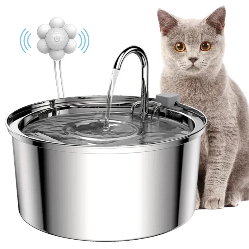 

Cat Water Fountain Automatic Sensor Circulating Cat Dog Water Dispenser Stainless Steel Pets Cats Drinking Fountain With Filters