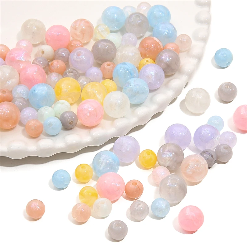 20/50pcs 8/12mm Acrylic Round Pearl Luster Beads for Earring Necklace Keychain DIY Jewelry Making