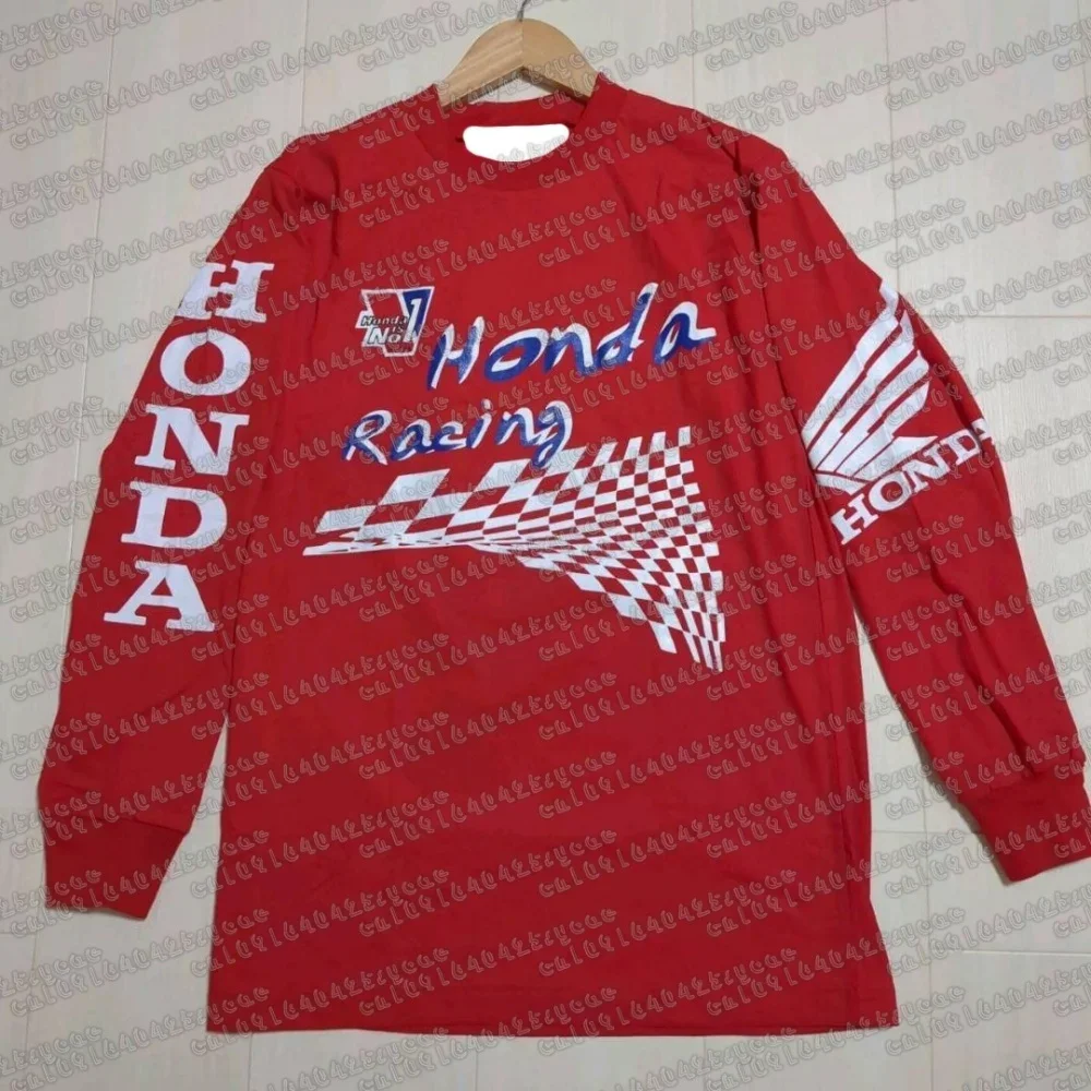 

Honda модная красная мотоциклетная майка с длинным рукавом, дышащая, быстросохнущая, спортивный топ для горного велосипеда, скоростного спуска, повседневная одежда