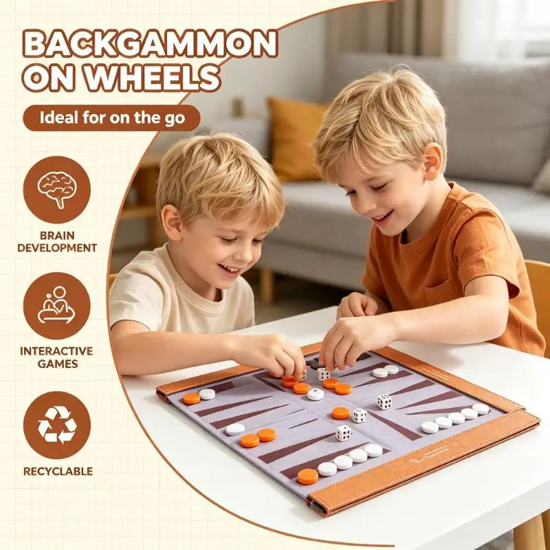 

Премиум сворачивающаяся доска для нард из искусственной кожи, игровой коврик для нард, складной дизайн для кемпинга и 24BD