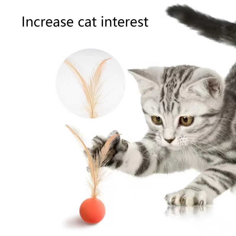 3PCS Cat feather Pet Toy Bouncy Rubber Ball Kitten Interactive Toy Plush Ball Planet Toy Cat Training Playing Chew Kitten Balls