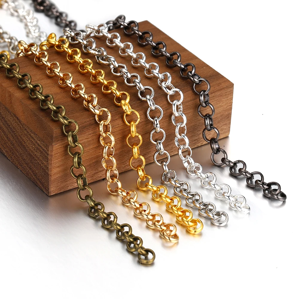 2 Meter Gold Farbe Runde O Form Halskette Armband Zubehör 3,2/4,8/5,8mm Kupfer Ketten Für DIY Schmuck Machen Komponenten – Detail 6