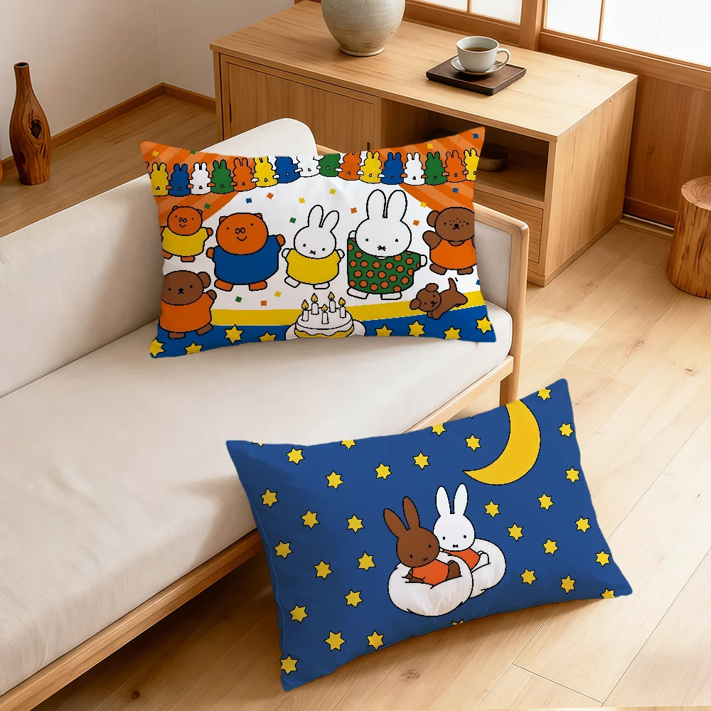 Cartoon Bunny Rabbit Cute M-Miffy n-nijntje Rectangle Pillowcover Home Sofa living Room bedside Dorm hogar Pillowcase gift