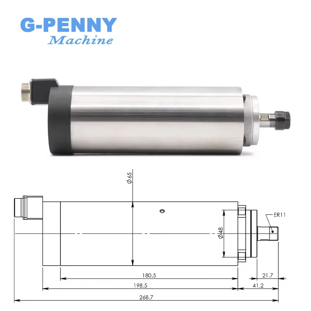 220V 800W ER11 Air cooled spindle motor 4 bearings Precision 0.01 & 1.5kw VFD inverter & 65mm aluminium bracket clamp