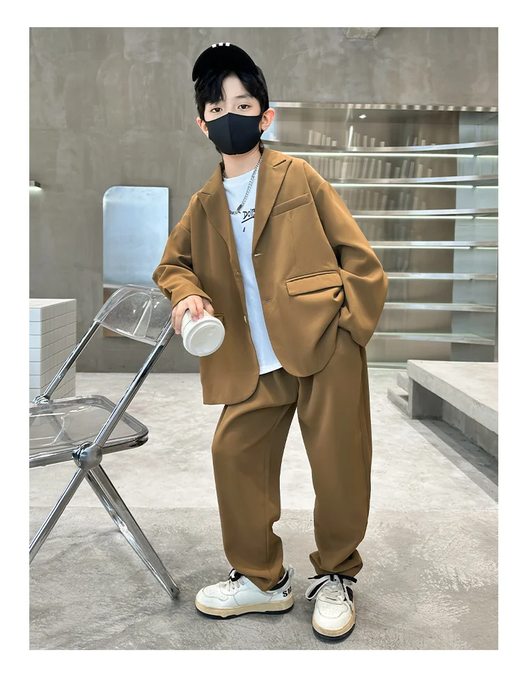 Formelle Kleidung für Teenager-Jungen, Blazer-Hosen-Set, Zweiteiliger Anzug für Jungen, Modische Kinder-Smokings, Kostüm für Hochzeit und Party – Detail 5