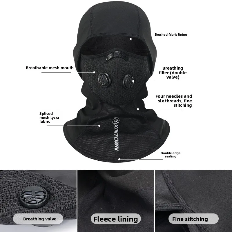 

XINTOWN Windproof and Cold-Proof Warm Hat with Anti-Haze KN95 Mask for Outdoor Cycling and Motorcycle Riding