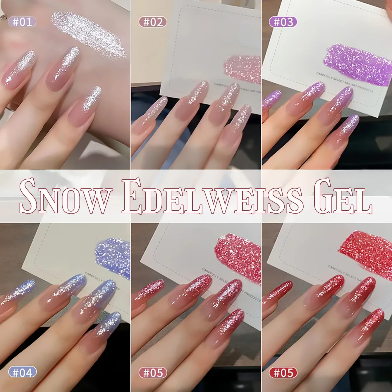 1pcs TC New Snow Edelweiss Gel Nail Polish 2026 Flash Whitening Versatile Sparkling White Pink Red Glitter Gel Nail Art