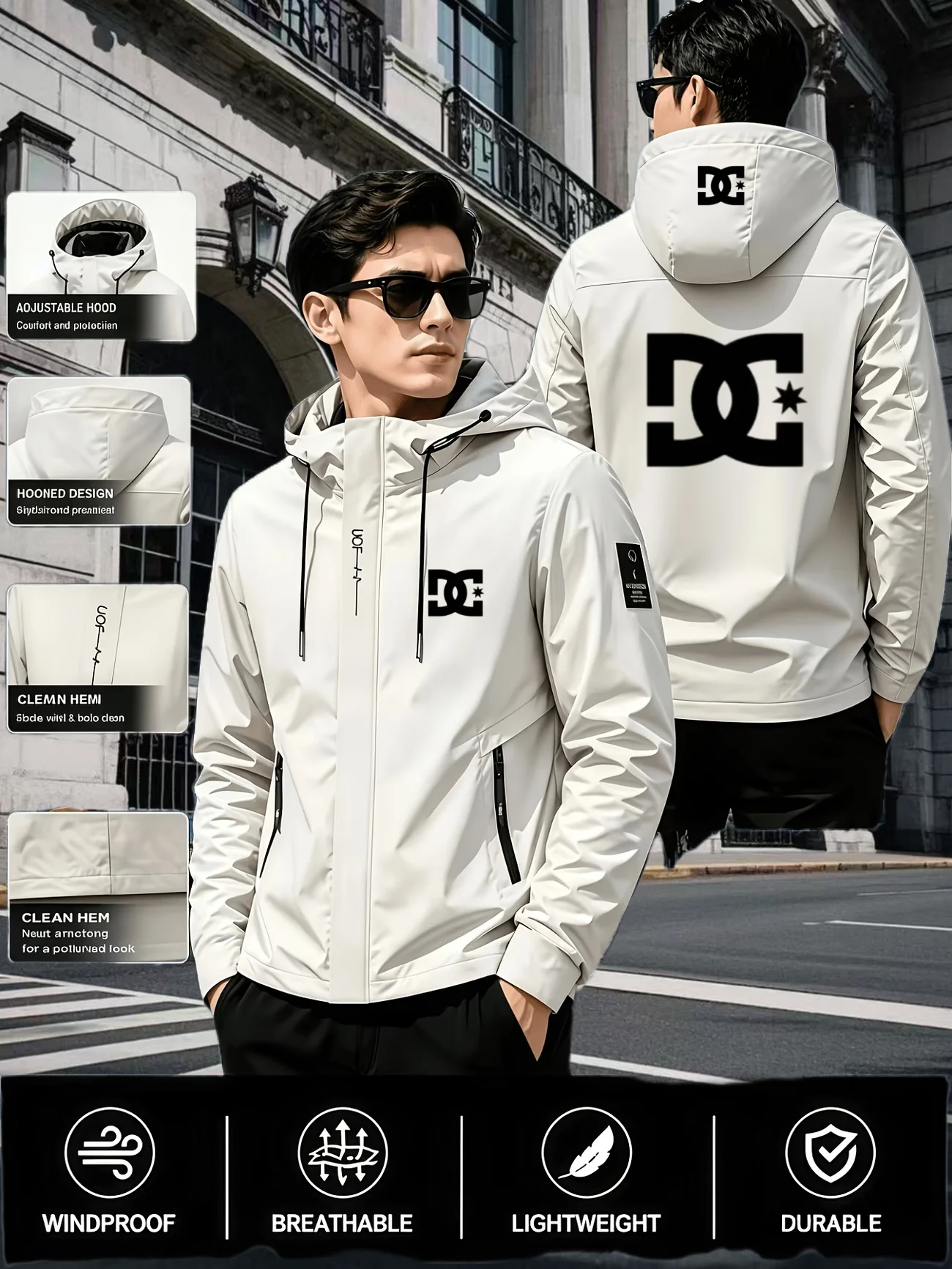2026 fashion spring and autumn season new classic printed design outerwear men's brand hot selling outdoor casual hooded jacket