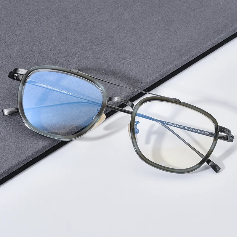 FONEX Acetate Titanium Glasses Frame Men Retro Square Eyeglasses Women 2022 Vintage Eyewear F9025