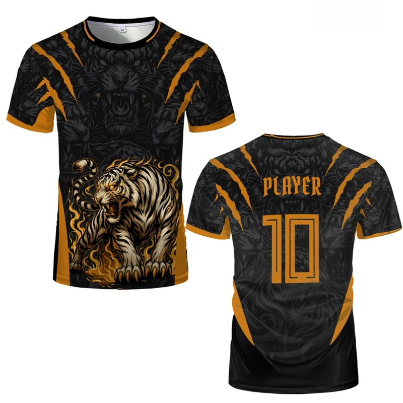 

Модная командная униформа с тигровым узором для мужчин, летние модные футболки для киберспорта с 3D принтом на заказ, свободные дышащие футболки