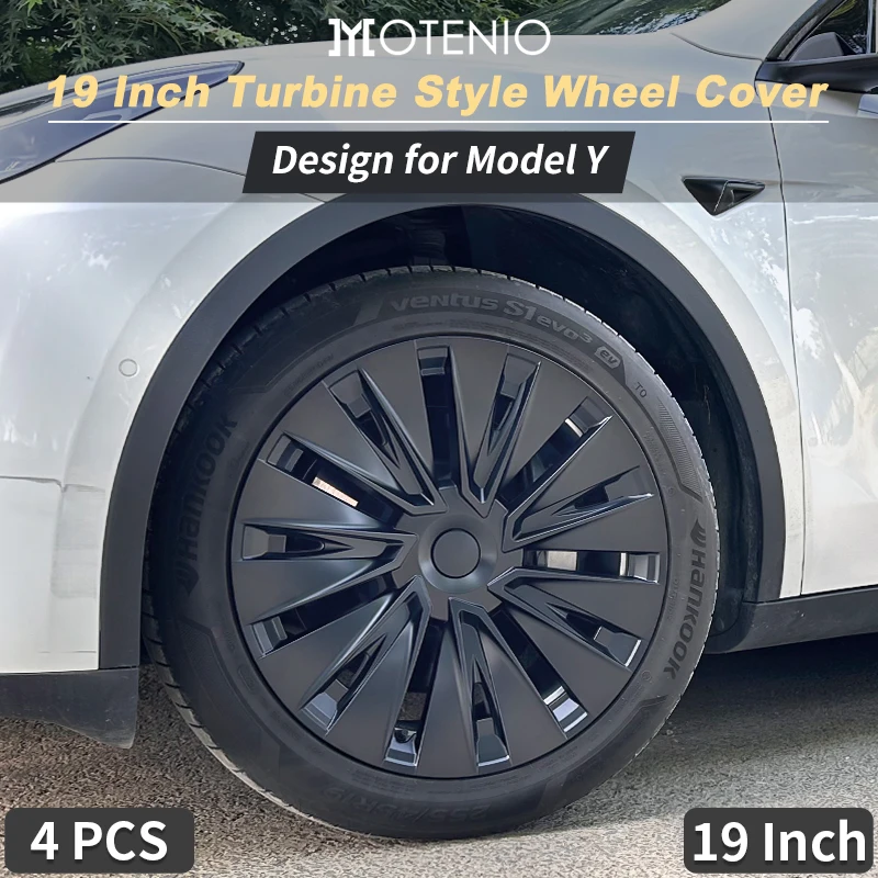 4PCS/Set Hubcaps 19 inch Full Coverage Turbine Wheel Cover Cap Set Design for Tesla Model Y 2020-2024 Wheel Hubcap Accessories