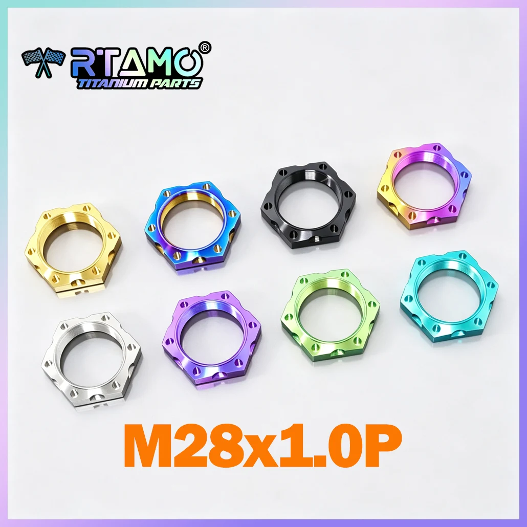 RTAMO Titanium Alloy Nut M28X1.0P Hex Nut Yoke Nut for Motorcycle Suitable for Kawasaki BMW Suzuki - Titanium Alloy Fastener