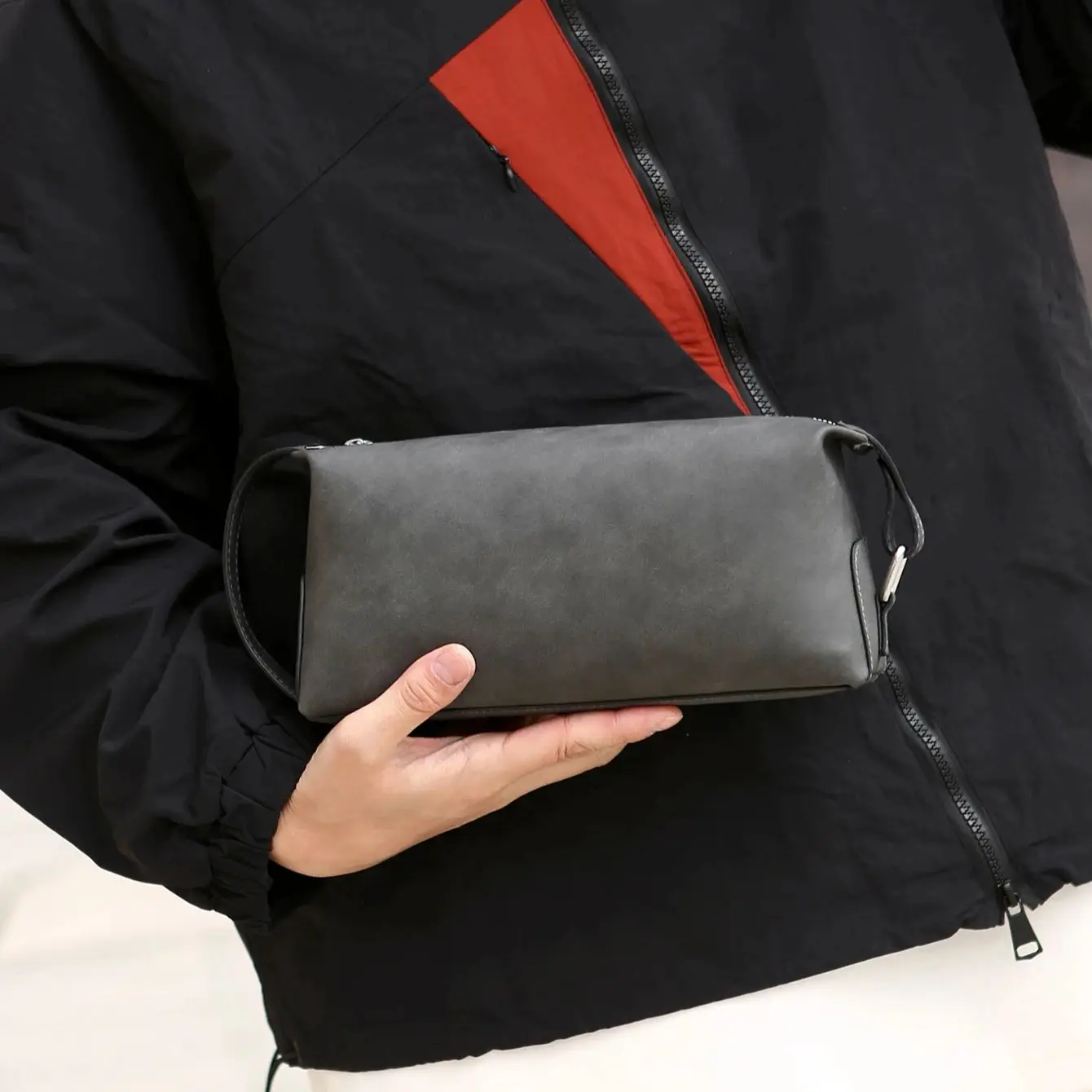 Men's Pu Leather Toiletry Bag, Large Capacity Travel Dopp Kit with Double Zipper, Portable Shaving Pouch for Daily Use - view 6