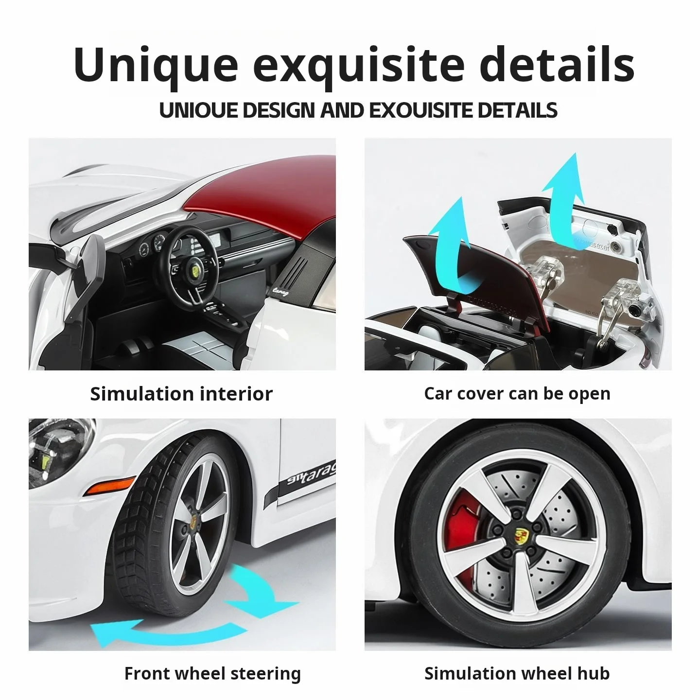 1:32 folding convertible Porsche 911 Alloy car Model simulation Sound& light Fashion Exquisite collectibles Boys Toy Gift