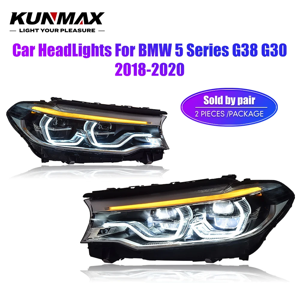 

2PCs LED Headlights For BMW 5 Series G38 G30 2018-2020 Modified Car Headlight Assembly DRL Front Head Lamp Plug and Play