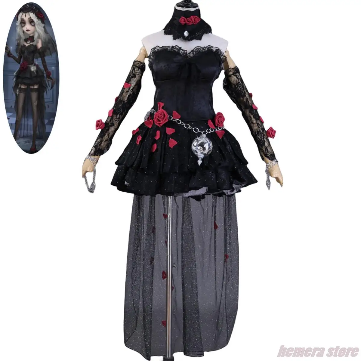 

Game Identity Ⅴ Ada Mesmer Psychologist Cosplay Costume Skin Everlasting Night Black Gothic Dress Wig Woman Sexy Halloween Suit