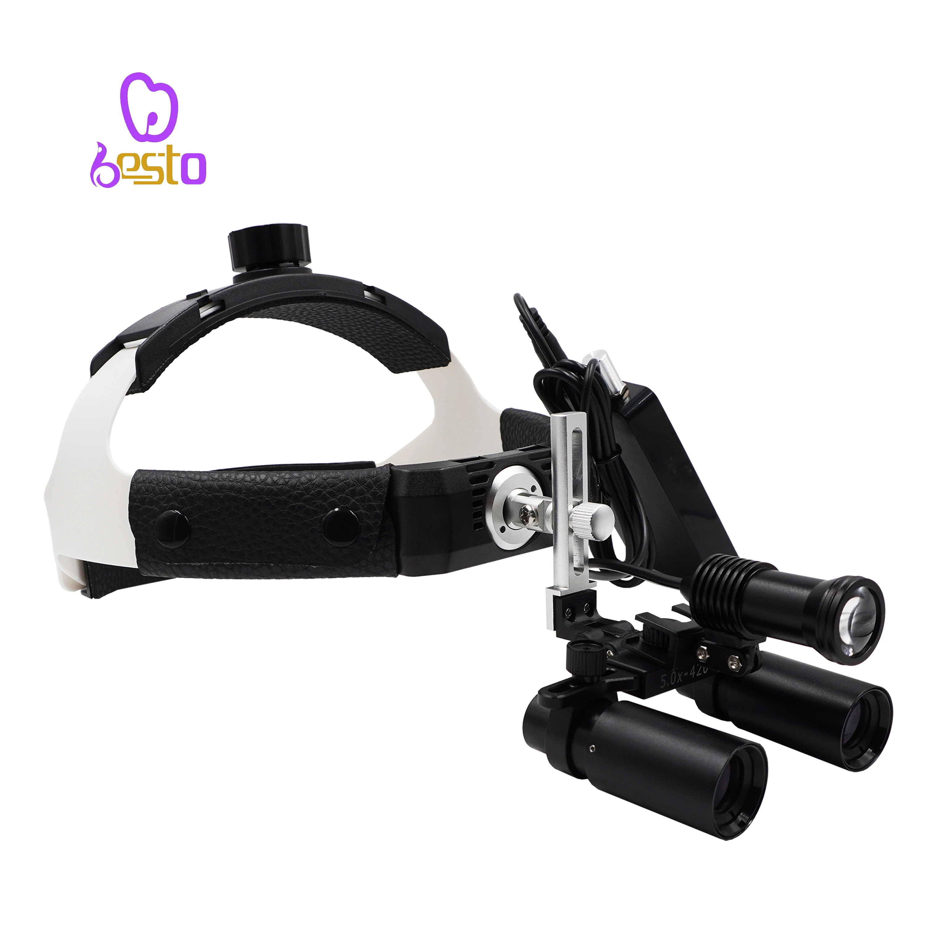 Dental Magnifier 5X Binocular Loupes Headband Adjustable With LED Headlight 5W Dentist Surgical Headlamp Tool