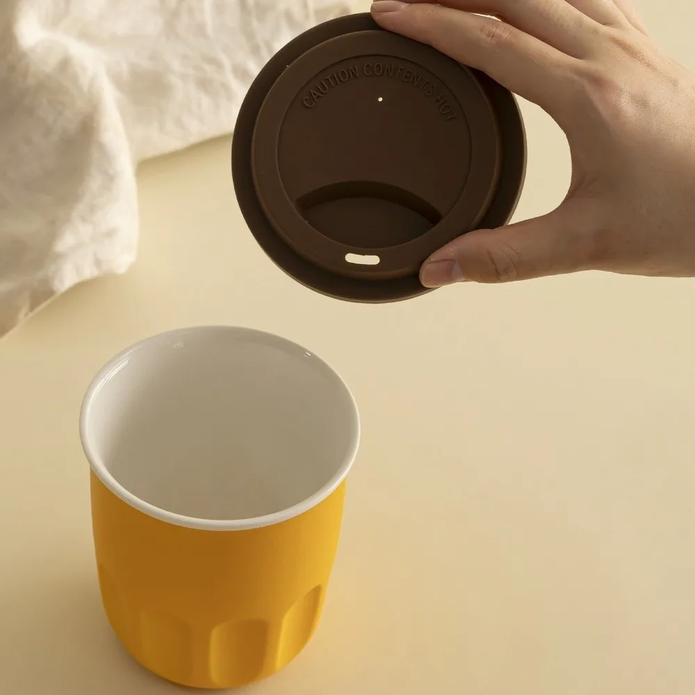 

Beverages Cup 350ML Pocket Coffee Cup with Lid Leak Proof Mini Water Cup Ceramic Tea Cup Office