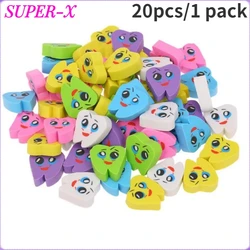 Gomas de borrar de goma con forma de Molar para dentista, clínica Dental, regalo escolar para estudiantes, 20 unids/lote por bolsa