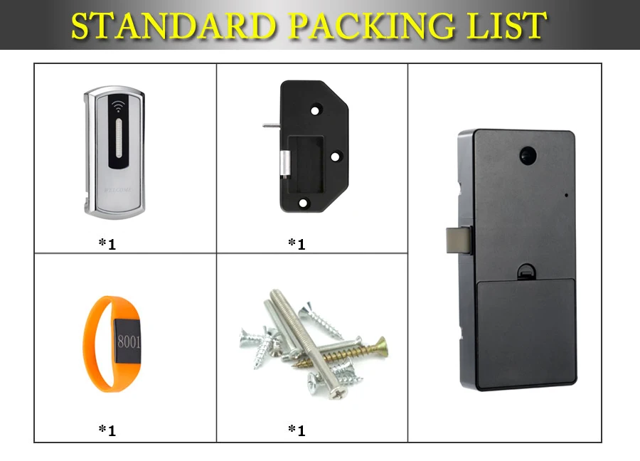 Cerradura rectangular para gabinete de sauna con tarjeta intermitente para abrir la puerta.