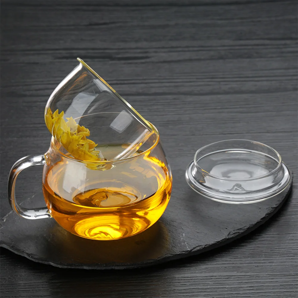 

350ML Glass Teacup for Stove Office Heat Resistant High Temperature Explosion Proof Tea Infuser Milk Rose Flower Mug Tea Cup
