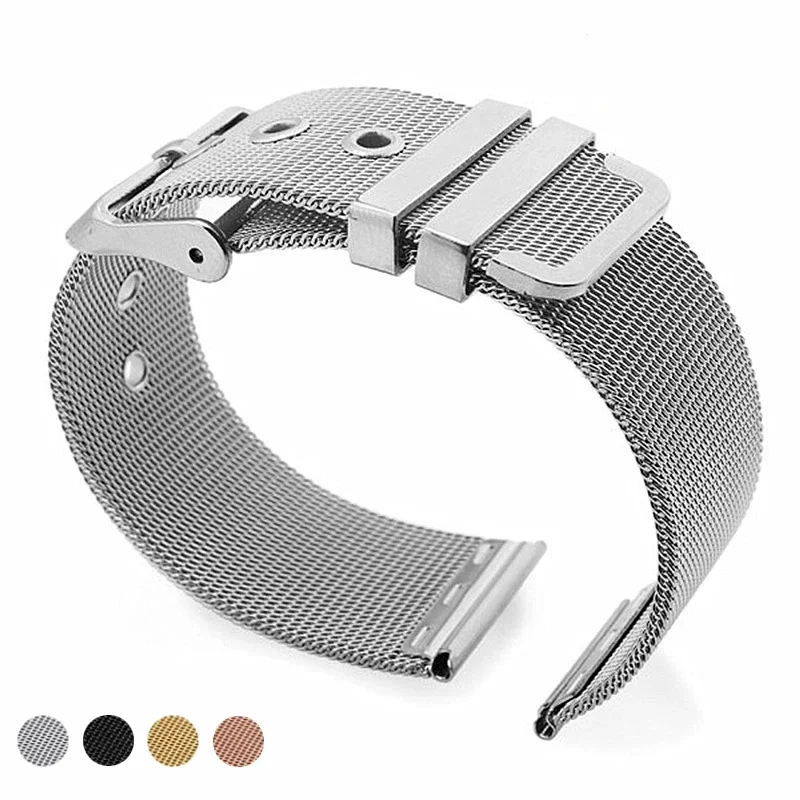 18mm 20mm 22mm 24mm Metal Bracelet 0.4mm Mesh Watchband Stainless Steel Strap Pin Buckle Milanese Watch Band for Omega Seamaster