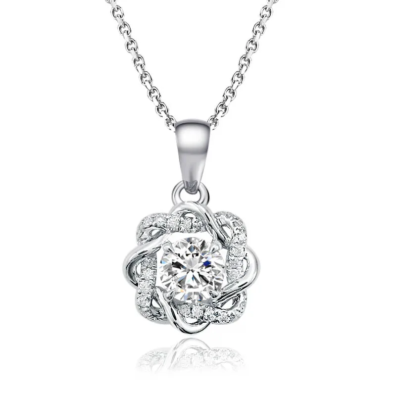 

Provence 0.5ct Round Moissanite Twist Pendant White Gold Jewelry For Women Fashion Daily Jewelry With Chains Party Dating
