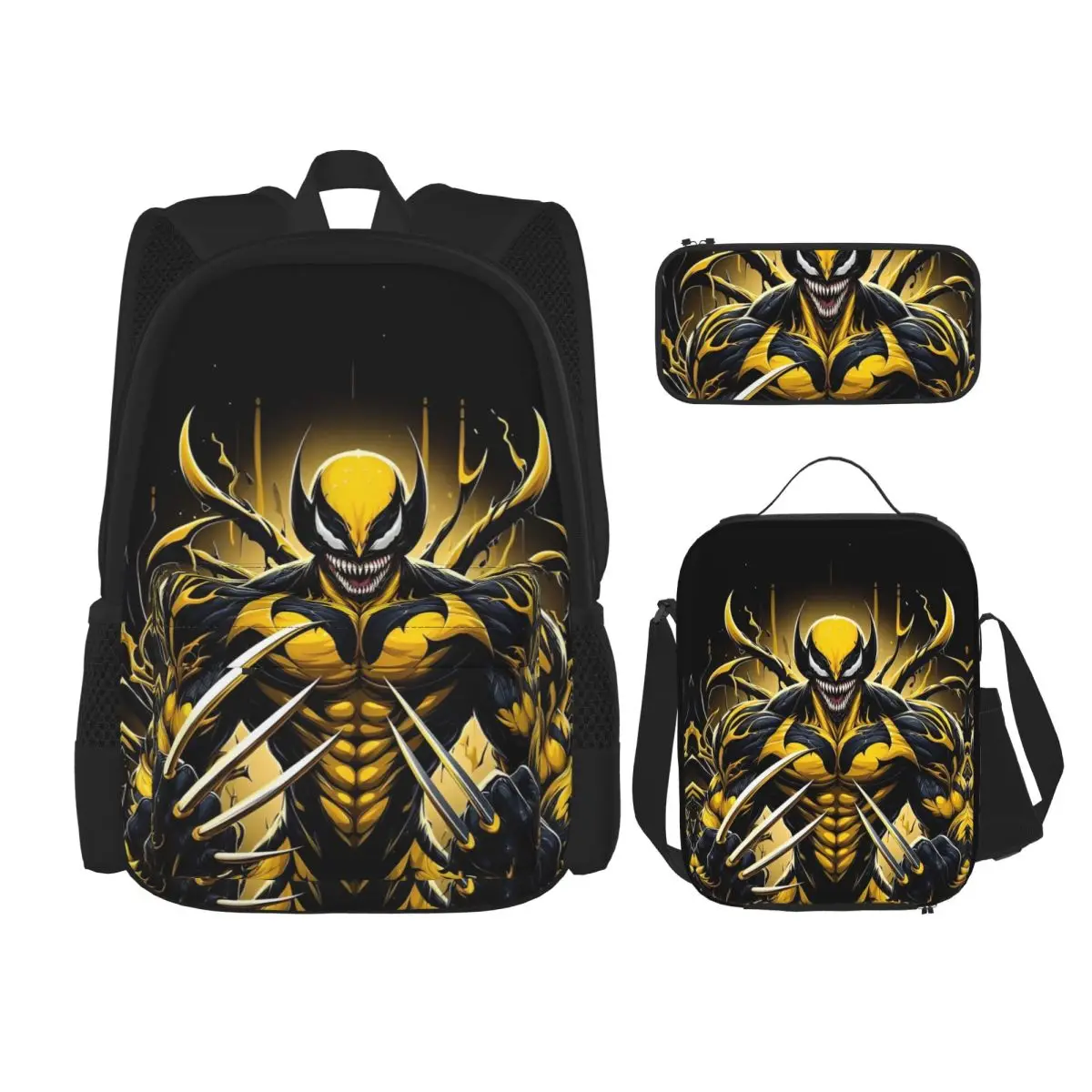 

Venom Fusion Wolverine 3pecs/set Backpack for Teenage Superhero Antihero Shoulder Bag Lunch bag Pencil Case