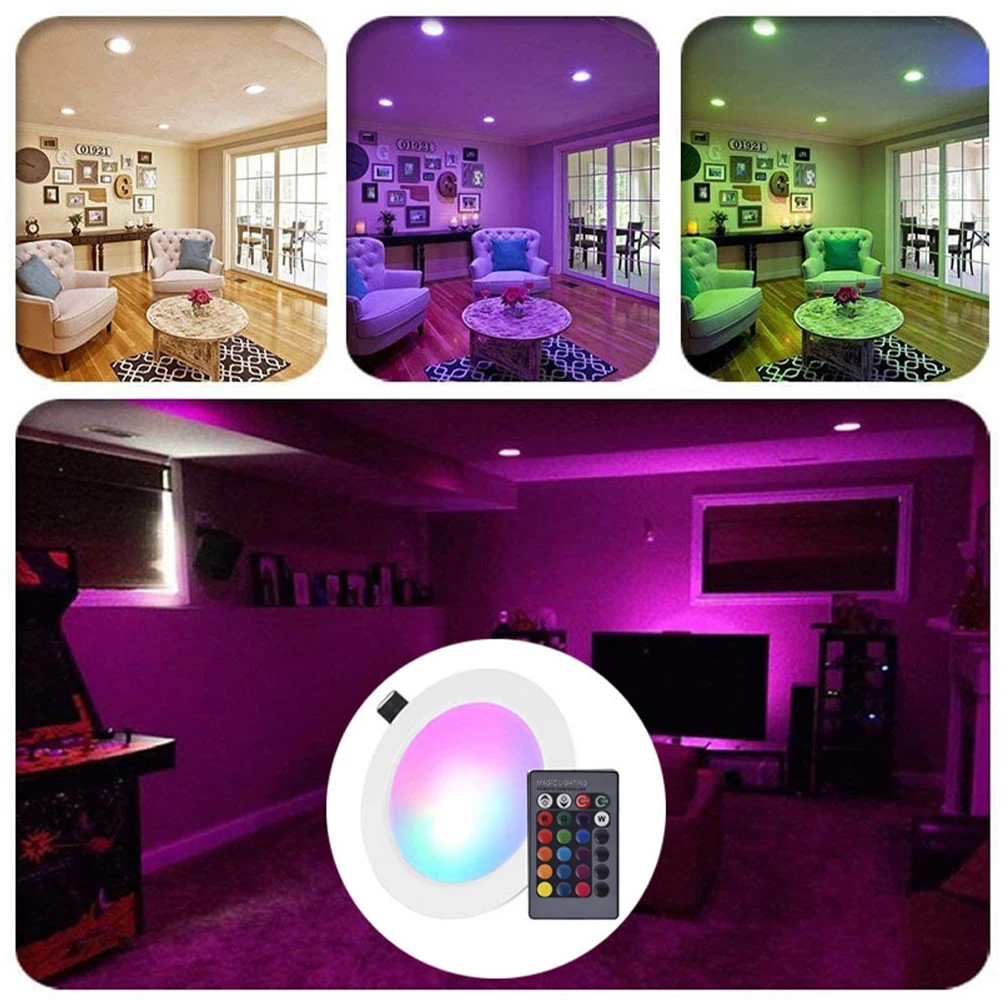 

RGBW 9WRGBW Downlight Bulbs Dimmable Remote Control Ceiling Lights for Bedroom Living Room Kitchen Hallway Bathroom Slim
