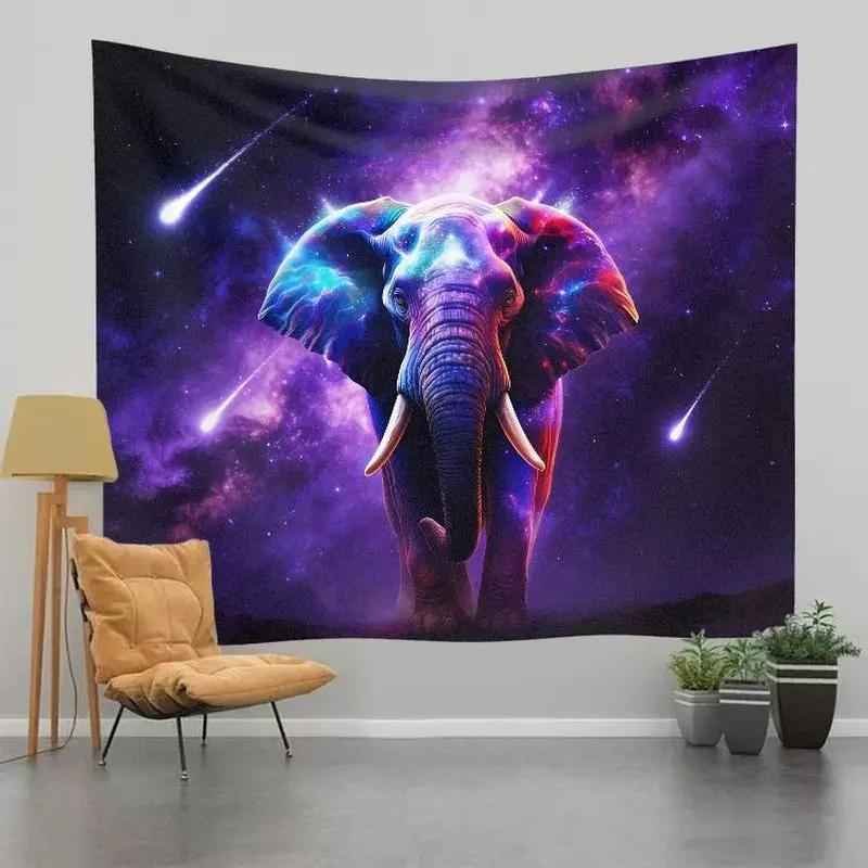 VIKAMA Yoga Studio Decor Tapestry - Cosmic Elephant Mandala Wall Hanging