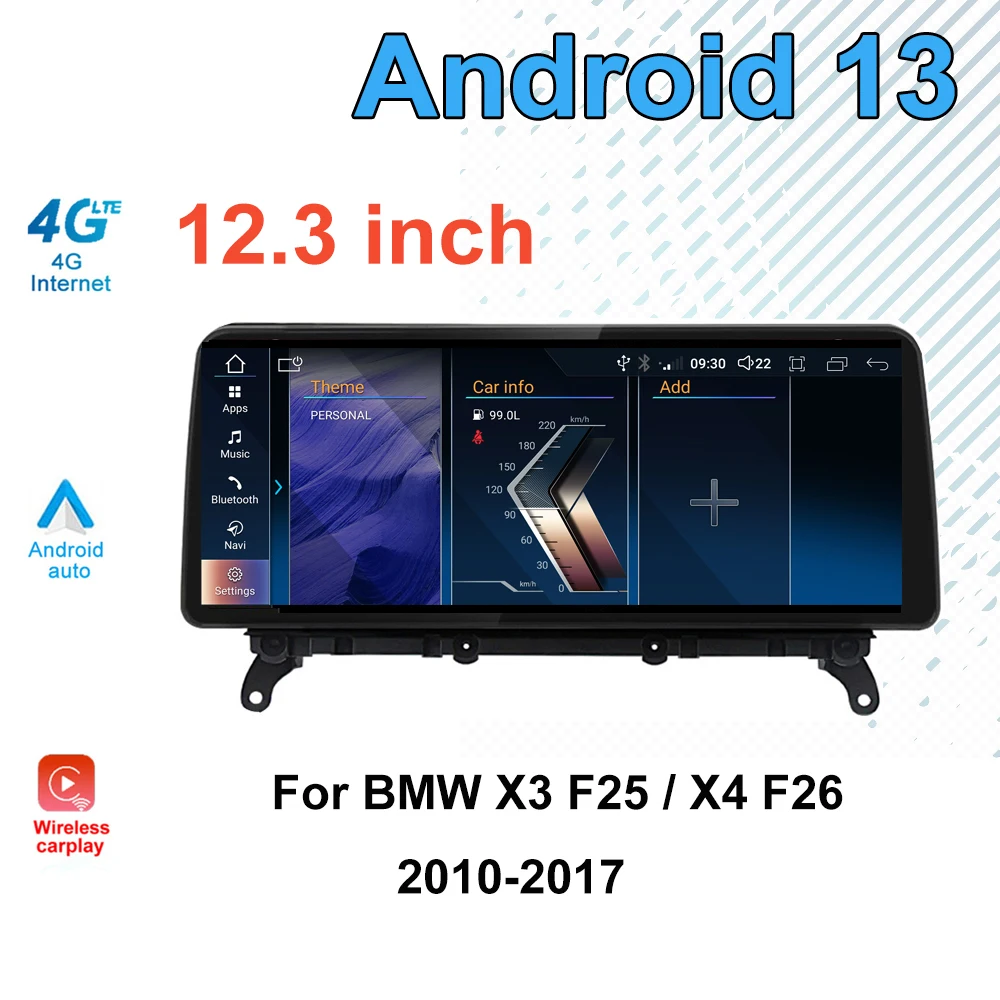 

Автомобильный мультимедийный плеер ID8, стерео-система на Android 13, 12,3 дюйма, для BMW X3, F25/X4, F26, 2010-2017