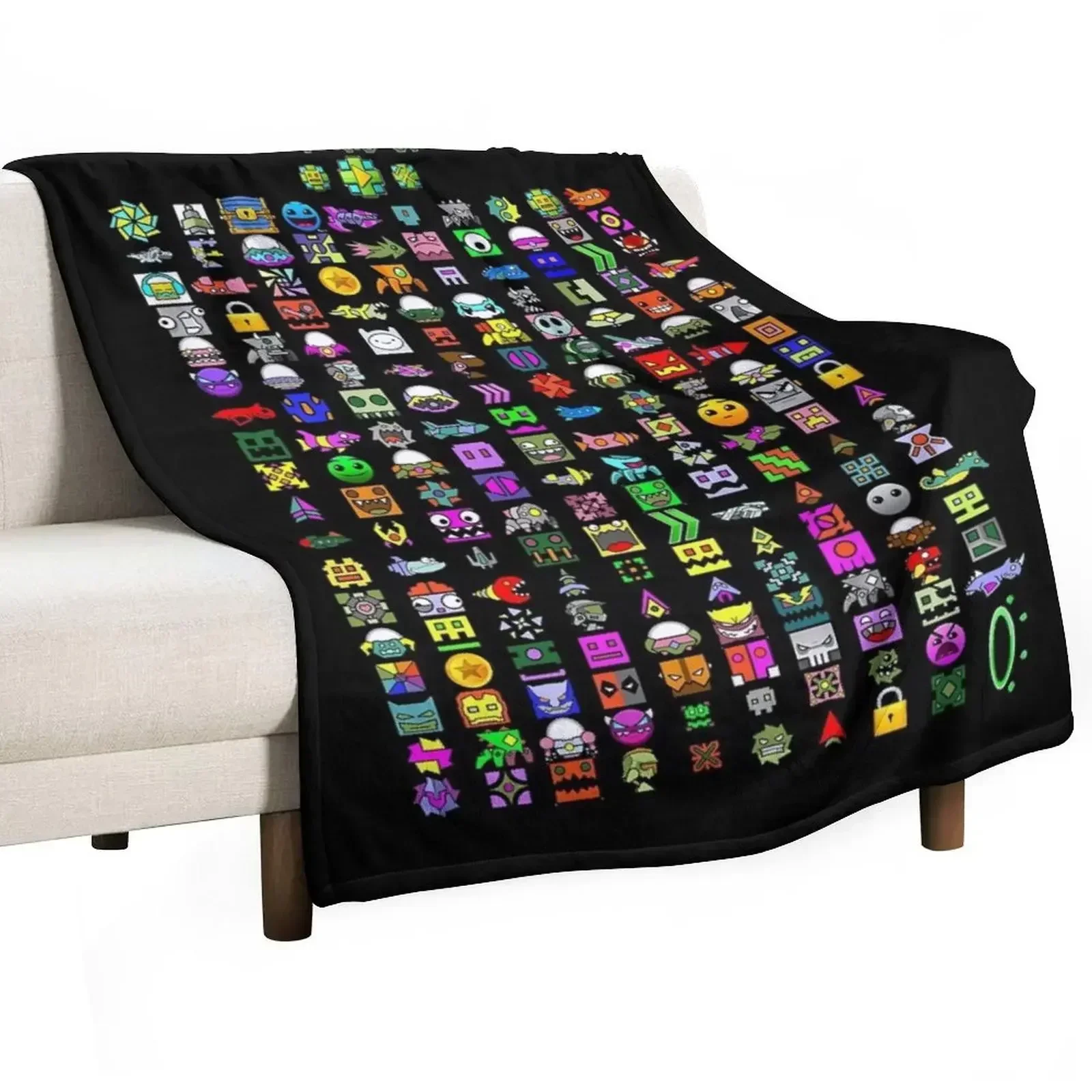 Geometry Dash Throw Blanket Beautifuls christmas gifts Stuffeds Flannel Blankets