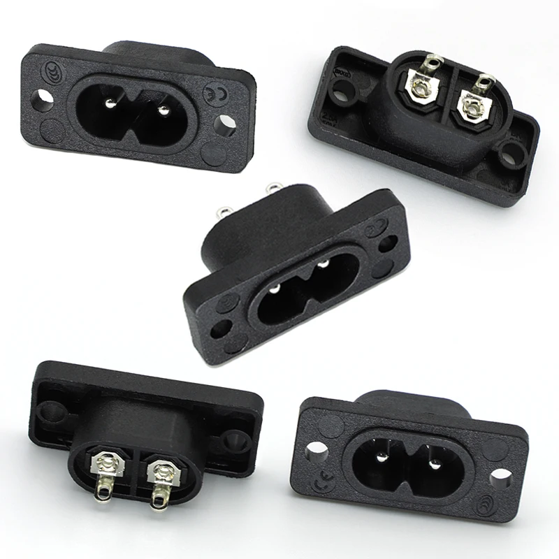 5pcs New Hot Selling AC250V 2.5A 2Pin IEC 320 C8 Screw Mount Inlet Plug Socket